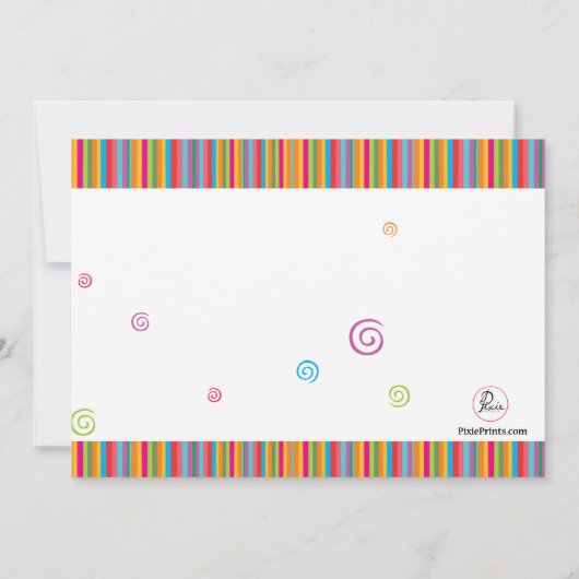 Birthday Party Stripes Kaart (Achterkant)