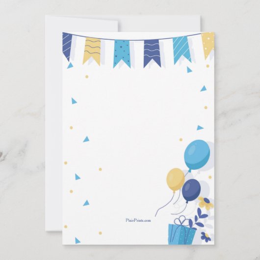 Birthday Party Teddy Bear Kaart (Achterkant)