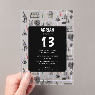 Birthday Party Theme Science Chemistry Scientist B Acryl Uitnodigingen