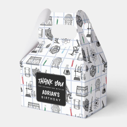 Birthday Party Theme Science Chemistry Scientist B Bedankdoosjes (Voorkant Zijde)