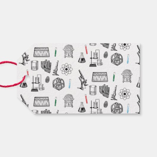 Birthday Party Theme Science Chemistry Scientist B Cadeaulabel (Achterkant Horizontaal)