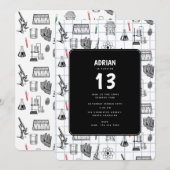 Birthday Party Theme Science Chemistry Scientist B Kaart (Voorkant / Achterkant)