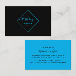 Birthday Party Ticket Black & Blue Diamond