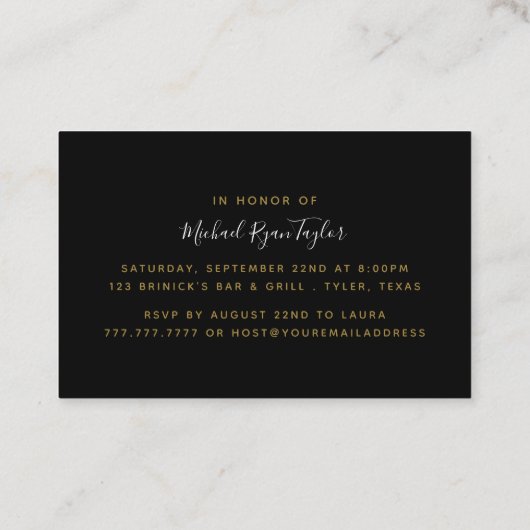 Birthday Party Ticket Black & Gold Diamond (Achterkant)