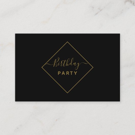 Birthday Party Ticket Black & Gold Diamond (Voorkant)