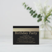 Birthday Party Ticket Chic Gold Foil Stripes (Staand voorkant)