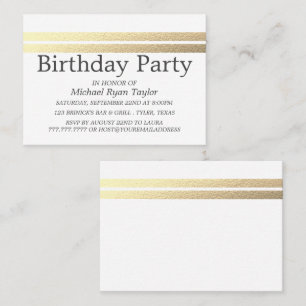 Birthday Party Ticket Chic Gold Foil Stripes