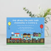 Birthday Party Train Birthday Invitation Kaart (Staand voorkant)