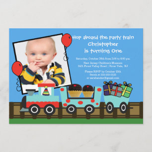 Birthday Party Train Photo Birthday Invitation Kaart