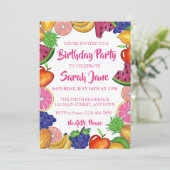 Birthday Party tropical Fruit Banana Watermelon Kaart (Staand voorkant)