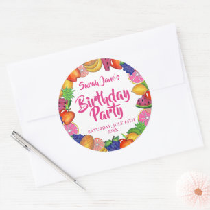 Birthday Party tropical Fruit Banana Watermelon Ronde Sticker
