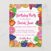 Birthday Party tropical Fruit Banana Watermelon Uitnodiging Briefkaart (Voorkant)