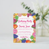 Birthday Party tropical Fruit Banana Watermelon Uitnodiging Briefkaart (Staand voorkant)