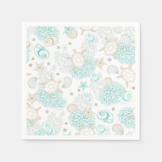Birthday party turtles, underwater tableware servet (Voorkant)
