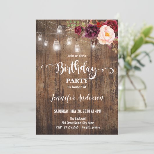 Birthday party-uitnodiging (Staand voorkant)