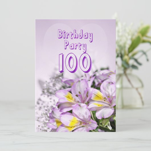 Birthday party uitnodiging 100 jaar oud (Staand voorkant)