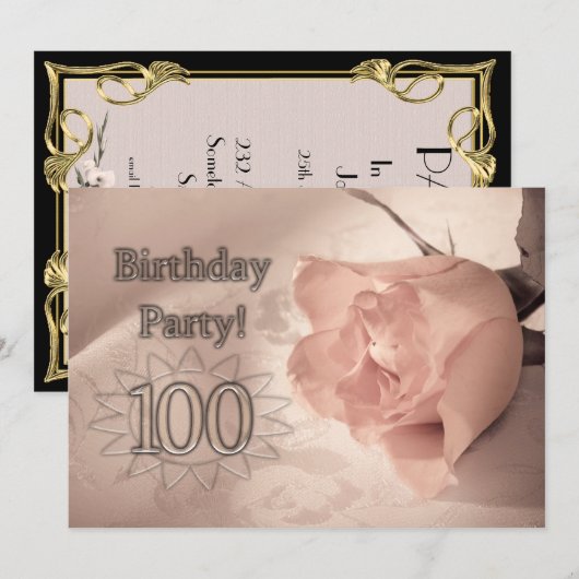 Birthday party uitnodiging 100 jaar oud (Voorkant / Achterkant)