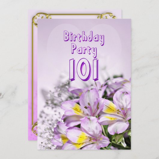 Birthday party uitnodiging 101 jaar oud (Voorkant / Achterkant)