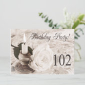 Birthday party uitnodiging 102 jaar oud (Staand voorkant)