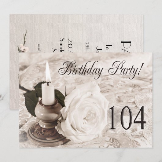 Birthday party uitnodiging 104 jaar oud (Voorkant / Achterkant)