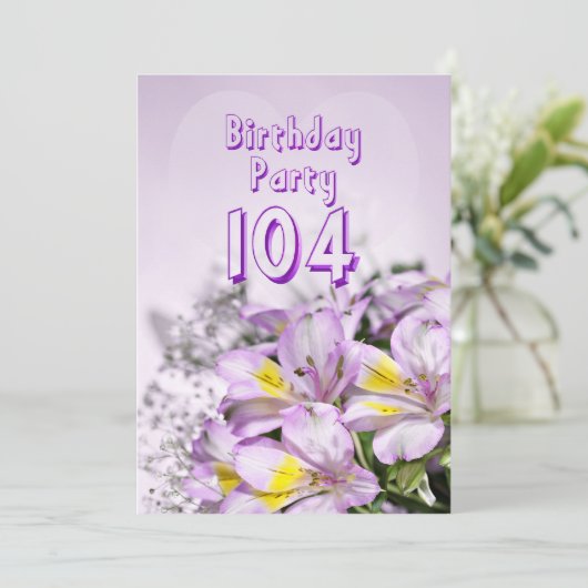 Birthday party uitnodiging 104 jaar oud (Staand voorkant)