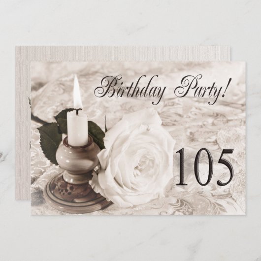 Birthday party uitnodiging 105 jaar oud (Voorkant / Achterkant)