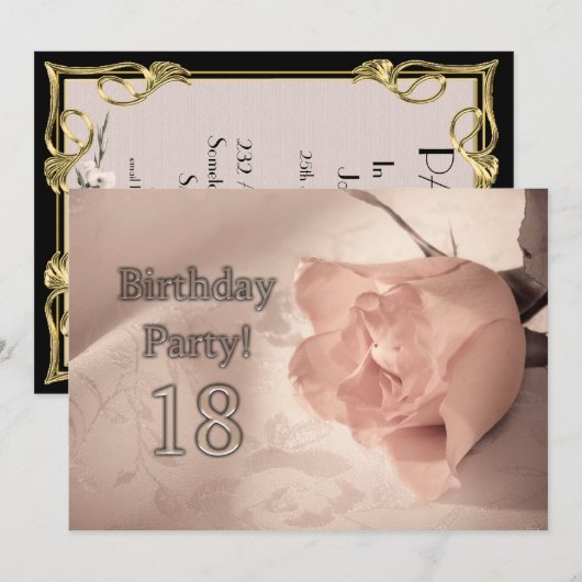 Birthday party uitnodiging 18 jaar oud (Voorkant / Achterkant)