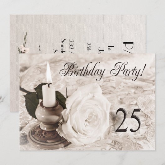 Birthday party uitnodiging 25 jaar oud (Voorkant / Achterkant)