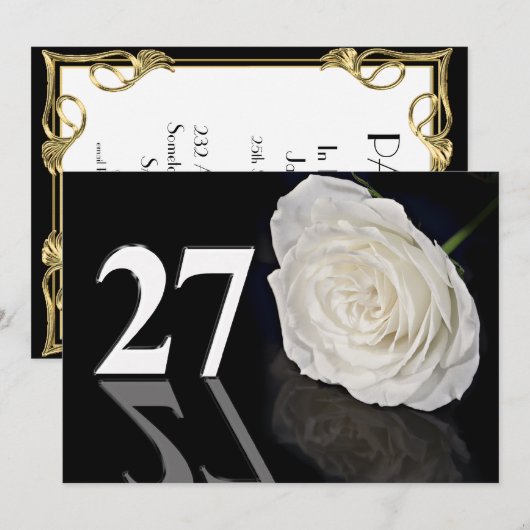 Birthday party uitnodiging 27 jaar oud (Voorkant / Achterkant)