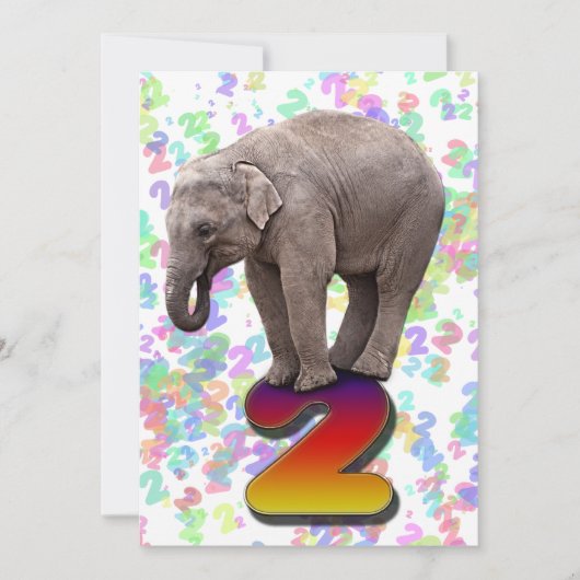 Birthday party uitnodiging 2, met gelukkige olifan (Voorkant)