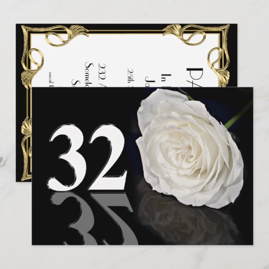 Birthday party uitnodiging 32 jaar oud (Voorkant / Achterkant)