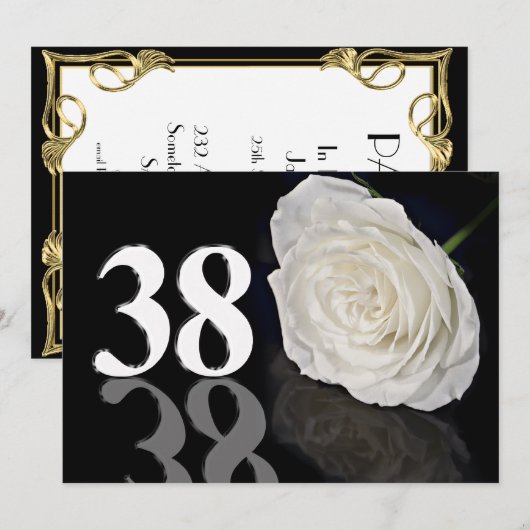 Birthday party uitnodiging 38 jaar oud (Voorkant / Achterkant)