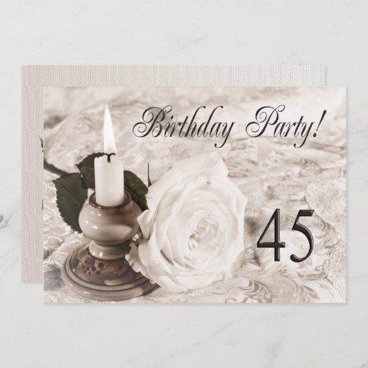 Birthday party uitnodiging 45 jaar oud (Voorkant / Achterkant)