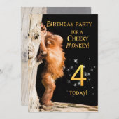Birthday party uitnodiging 4, met orangutan (Voorkant / Achterkant)