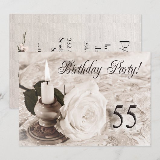 Birthday party uitnodiging 55 jaar oud (Voorkant / Achterkant)