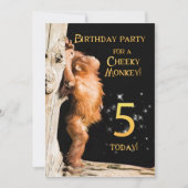 Birthday party uitnodiging 5, met orangutan (Voorkant)