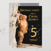 Birthday party uitnodiging 5, met orangutan (Voorkant / Achterkant)