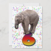 Birthday party uitnodiging 6, met gelukkige olifan (Voorkant)