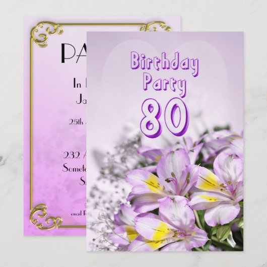 Birthday party uitnodiging 80 jaar oud (Voorkant / Achterkant)
