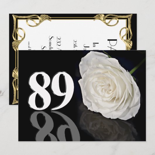 Birthday party uitnodiging 89 jaar oud (Voorkant / Achterkant)
