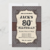 Birthday Party-uitnodiging, bruine kleur Kaart (Voorkant)