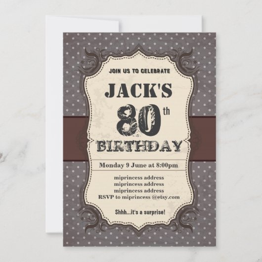 Birthday Party-uitnodiging,  bruine kleur Kaart (Voorkant)