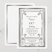 Birthday party-uitnodiging, geweldigGatsby, zilver Kaart (Voorkant / Achterkant)