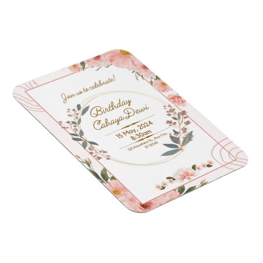 Birthday party-uitnodiging magneet (Rechterzijde)