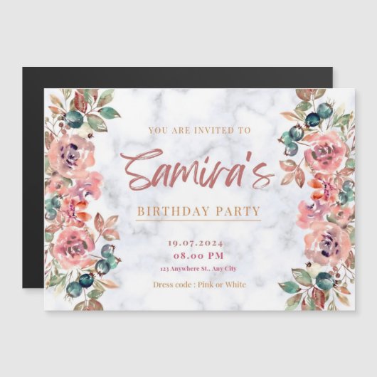 Birthday party-uitnodiging magnetische uitnodiging (Voorkant / Achterkant)