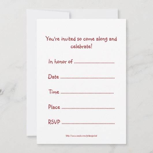 Birthday party uitnodiging met anime girl (Achterkant)