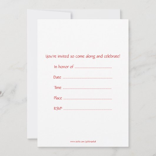 Birthday party-uitnodiging met rode racewagen kaart (Achterkant)