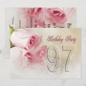 Birthday party-uitnodiging voor 97 jaar kaart (Voorkant / Achterkant)