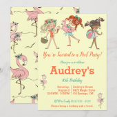 Birthday Party - uitnodiging voor Girls Pool (Voorkant / Achterkant)