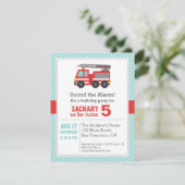 Birthday Party - uitnodiging voor Red Fire Truck (Staand voorkant)